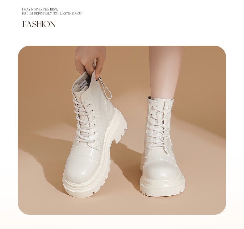 Daphne British Style Women's Ankle Boots Small Size Thick Sole Lace-up Martin Boots Black Sweet Cool Trendy Short Boots Brown 35 3