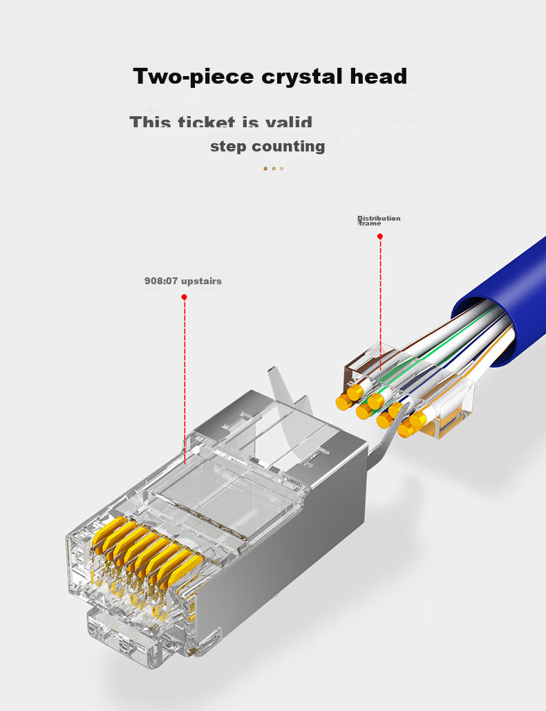 MAXCENT Category 7 Crystal Head, Pure Copper Shielded Network Cable Connector, CAT7 Engineering-Grade 10 Gigabit Network Cable Connector, 10 Pieces MJP-C71013 10