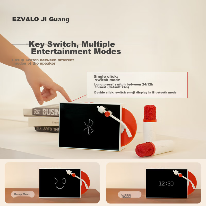 EZVALO Floating Bluetooth Speaker with AI Voice Karaoke, Wireless Microphone, Creative Desktop Speaker, Birthday And Mid-Autumn Festival Gift 5