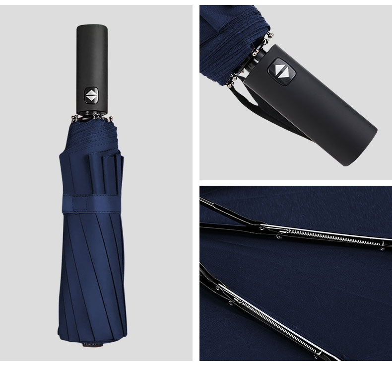 Meebordi Fully Automatic Umbrella, Tri-Fold, Extra Large, Windproof, Reinforced And Upgraded, Men's Business Folding Umbrella, Customizable 15
