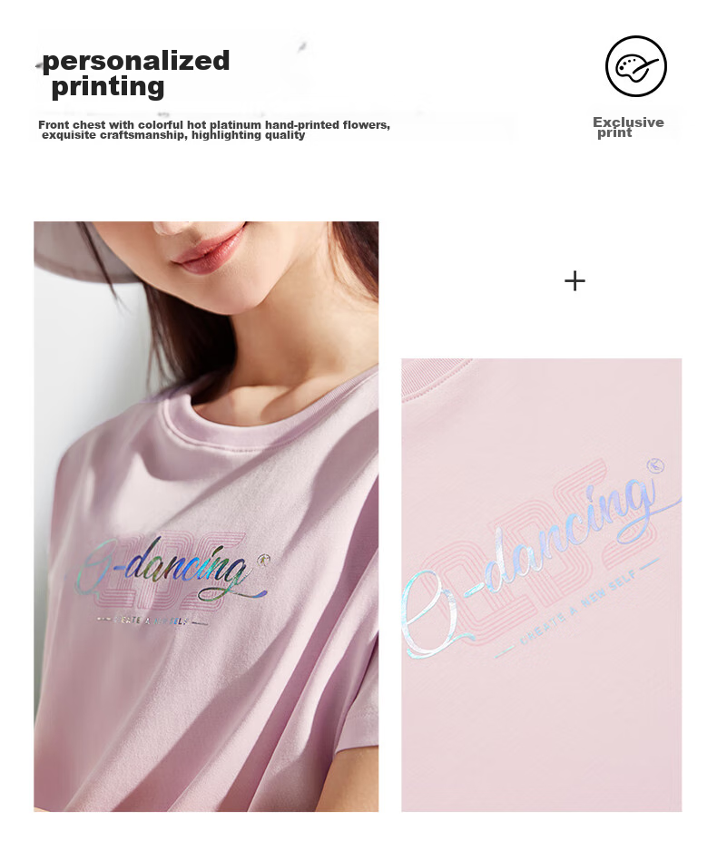 QIAODAN Women's Short-Sleeve T-Shirt, Breathable Summer Round Neck Cotton Sports Casual Tee Top for Wome 6