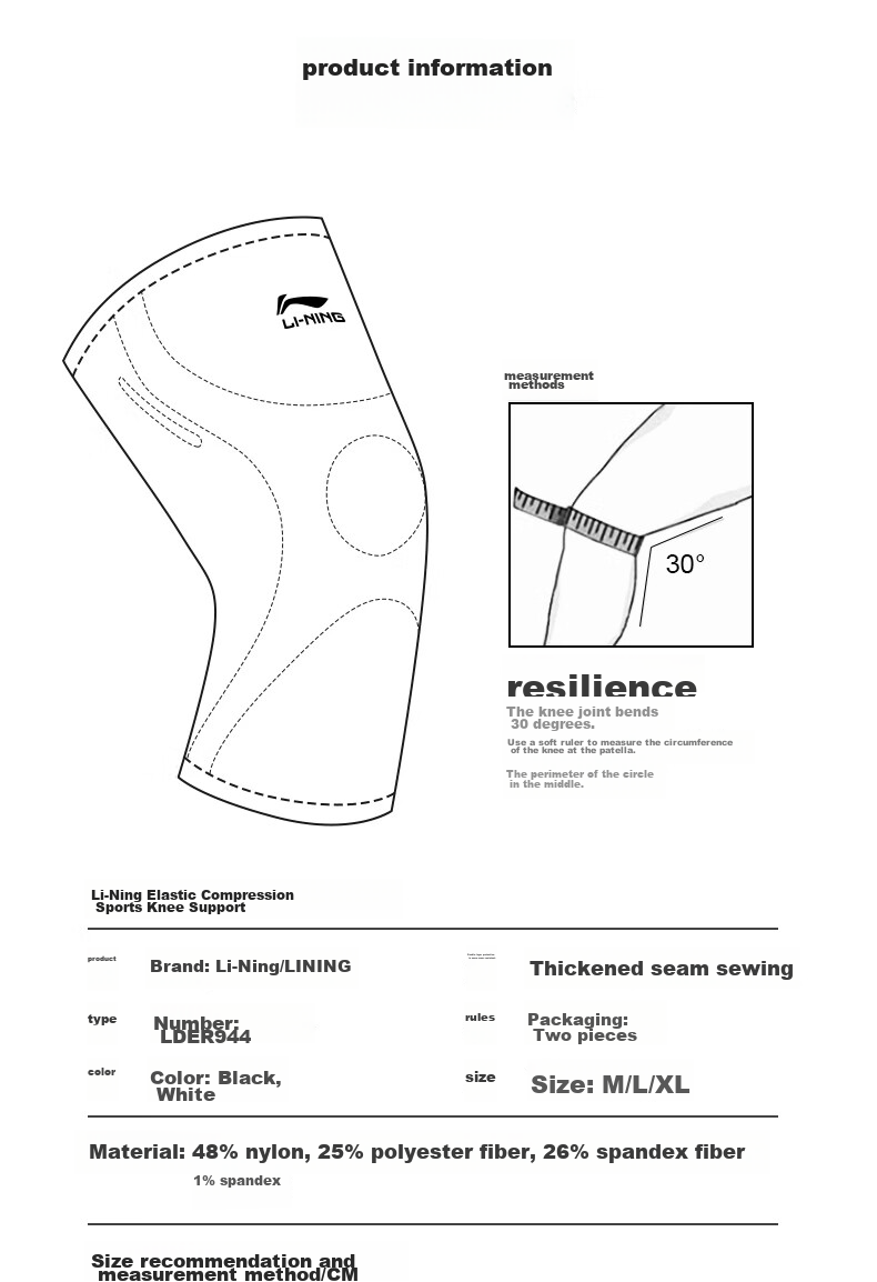 Li-Ning Knee Pads, Warm Sports Arthritis Protection, Professional Guard for Men And Women, Hiking, Running, Trekking, Meniscus, Basketball, Badminto 12