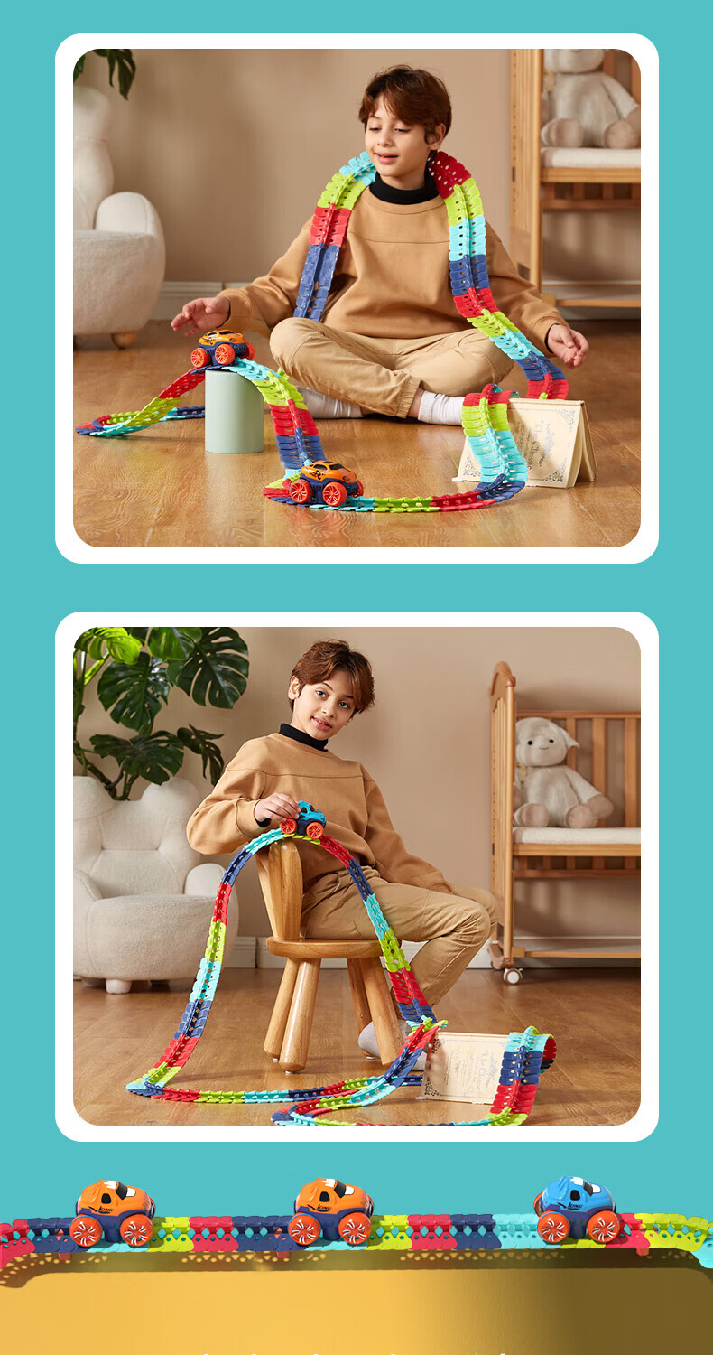Beimuxing Children's Toy Car for Ages 3-6, Anti-Gravity Track Roller Coaster, DIY Assembly Train, Birthday Gift for Boys And Girls 2