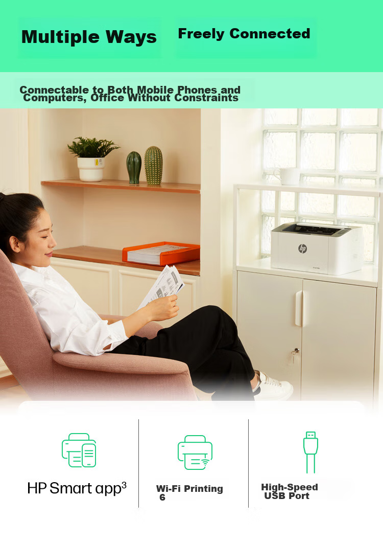 HP 1008w Wireless Laser Printer, Compact Wireless Laser, Student Home Printing, Simple And Sleek 14