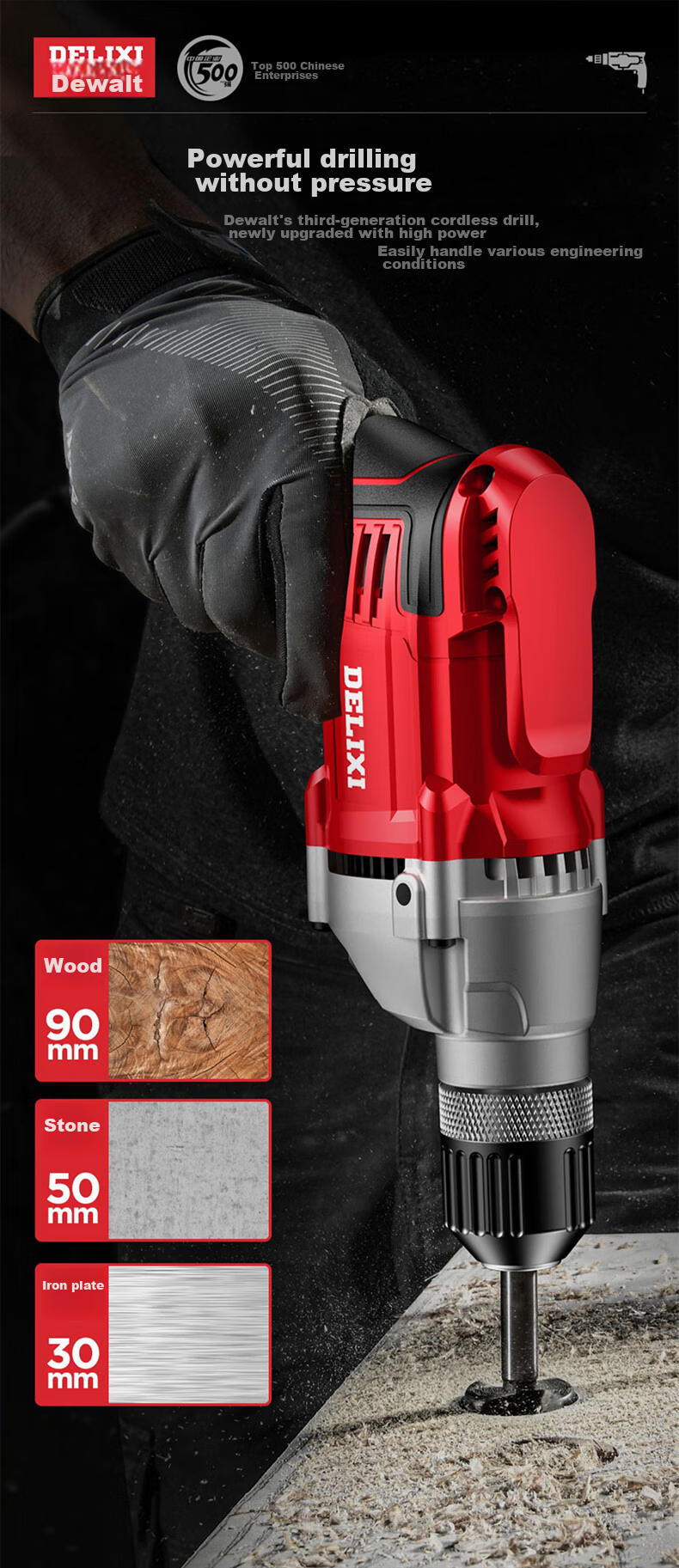 Deli Xidianqi 550W Electric Drill, AC Reversible Rotation, Household Power Tool, Multifunctional Handheld Electric Drill 13