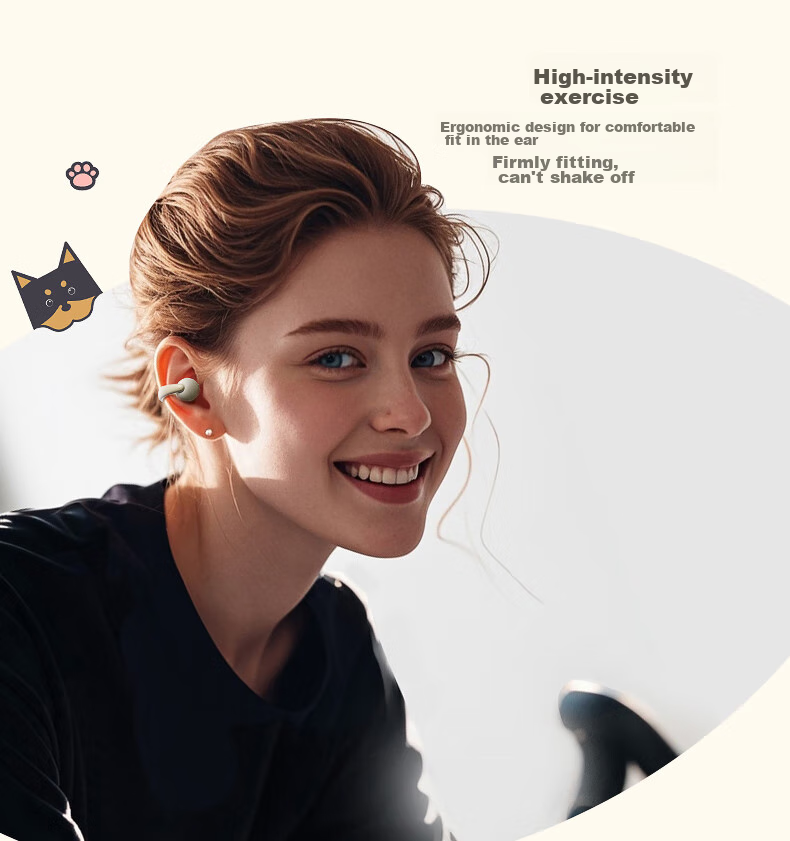 IKF PetClip True Wireless Bluetooth Headphones, Open-Ear Clip-On Bone Conduction Wireless Earphones, HiFi Sound Quality, Long Battery Life, Suitable for Sports And Students, Compatible with Phones, Khaki 9