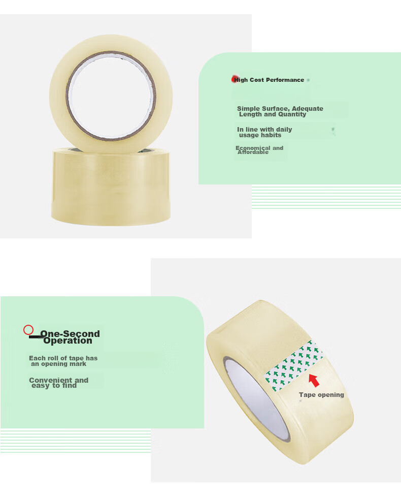 Jinghuisichuang Packing Tape, Transparent Tape, 45mm*100y*50μm, Stretch-Resistant, Highly Transparent 8