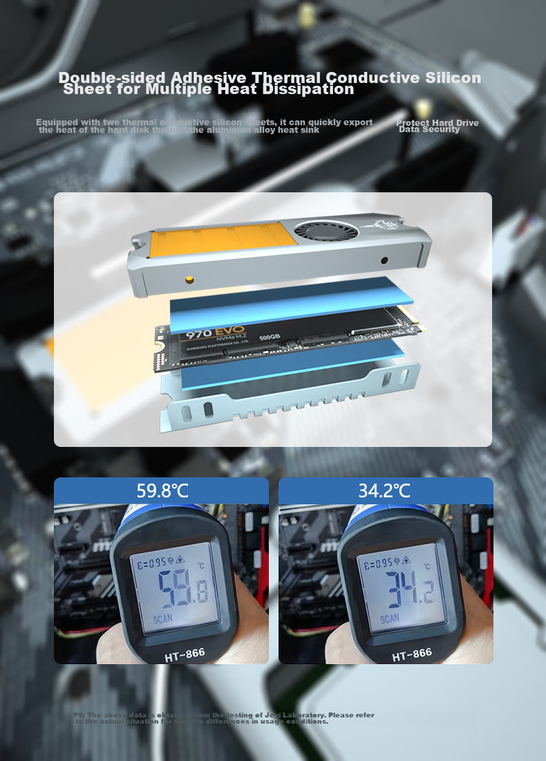 JEYI M.2 Turbo Fan Hard Drive Cooler, NVME SSD Cooling Vest, Powerful Fan Cooling, SSD Heat Sink, Suitable for Samsung, Xiumian, Lenovo, And Zhishai 4