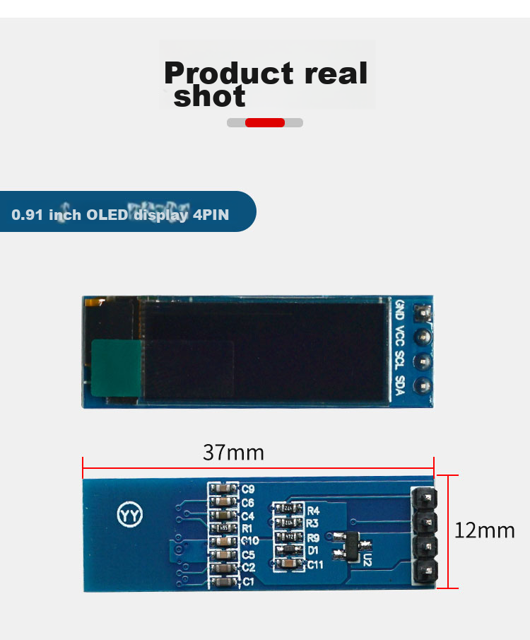 Diushitou OLED Display Module, 0.96 Inch, White, 7P Pins, 128*64 LCD Screen, SPI IIC Interface 5
