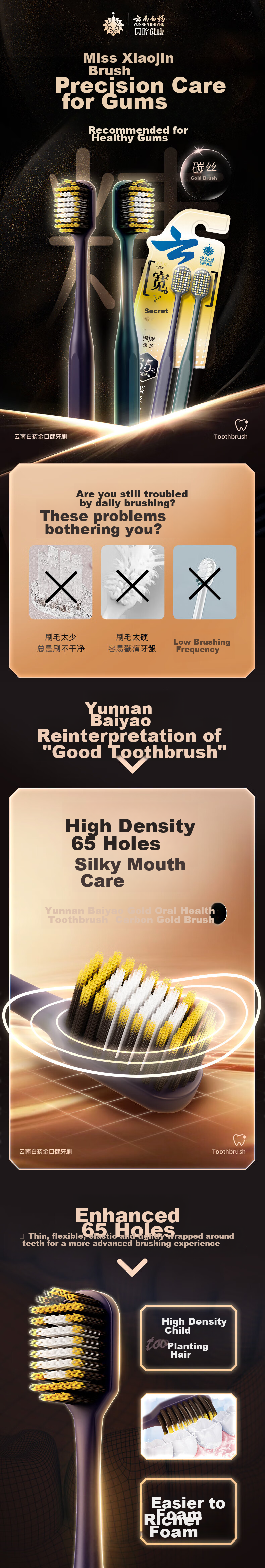 Yunnanbaiyao Basic Series Deep Cleaning Gum Care Ultra-Fine Soft Bristle Toothbrush for Removing Plaque from Teeth Gaps, Adult Single Pack 1