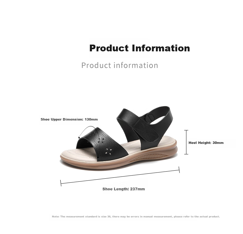 Aokang Mom Shoes Sandals, Summer Versatile Comfortable Soft-Soled Women's Sandals, Flat Women's Shoes, 1224821023, Black, Size 39 2