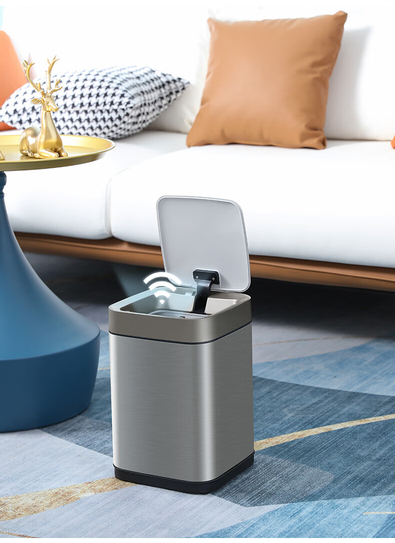 JAH Stainless Steel Smart Sensor Trash Can 13L with Lid for Bathroom, Kitchen, Living Room, Office, Includes Garbage Bags 3