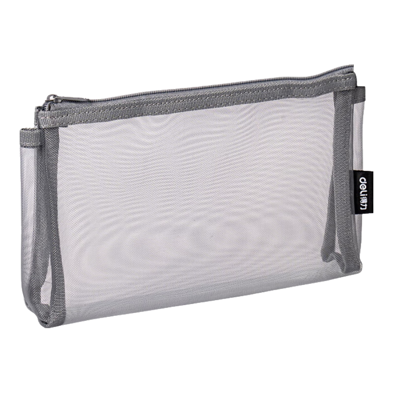 Deli Transparent Nylon Mesh Student Pencil Case for Exams, Multifunctional Stationery Storage Bag, Large Capacity Suitable for College Entrance Exam And Postgraduate Entrance Exam, Gray School Supplies
