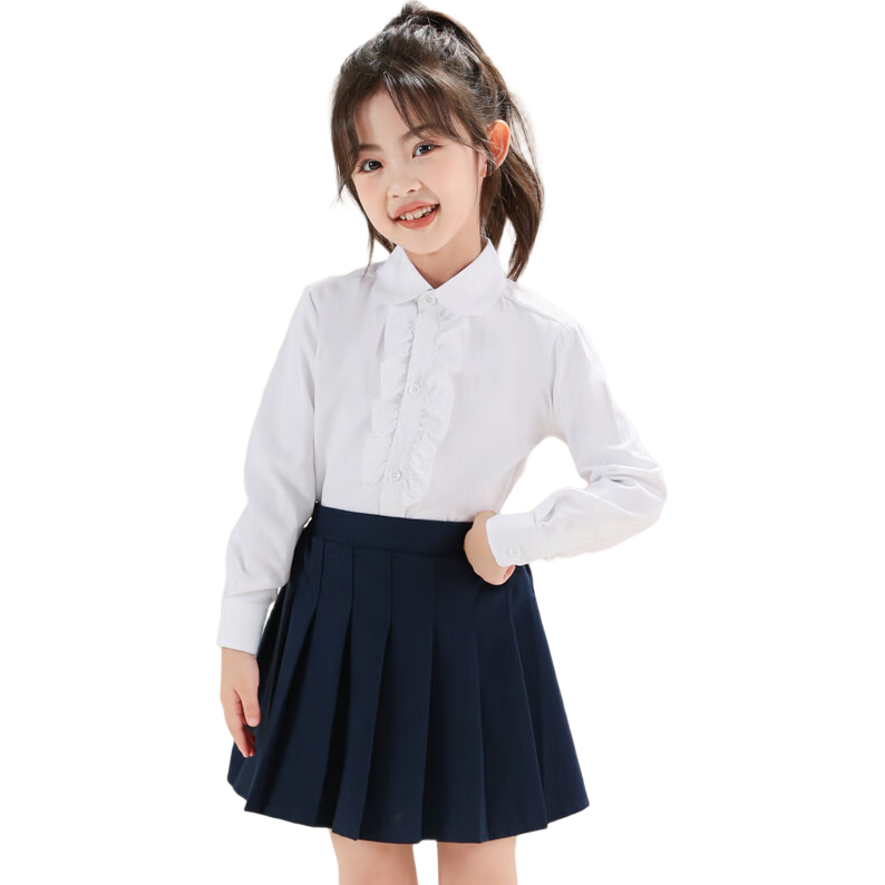 Yinuofang Girls' Pleated Skirt in Wine Red with Safety Shorts, Children's Day Performance Costume, Navy Blue Performance Dress for Girls