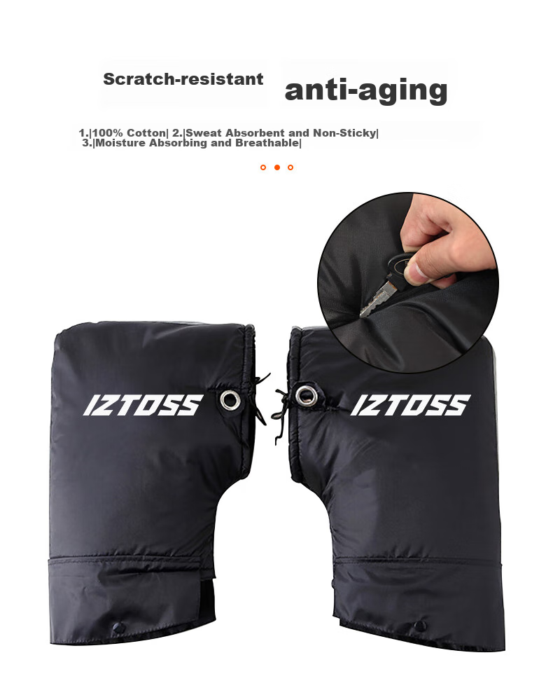 IZTOSS Motorcycle Gloves, Electric Bike Handlebar Gloves, Windproof, Winter Warmth, Fleece-Lined, Hand Protection Gloves, Cold-Resistant, Thickened, Large Opening 5