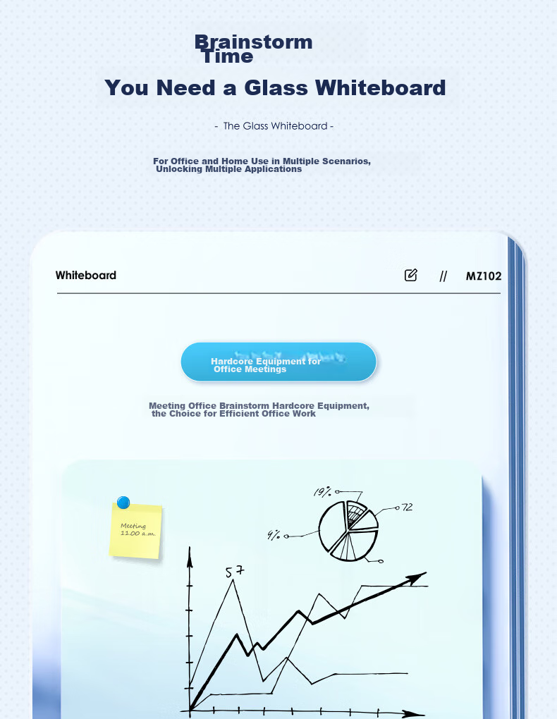 Deli Magnetic Whiteboard 150*90cm, Full-Screen Magnetic Tempered Glass Hanging Whiteboard for Office Meetings And Writing, Includes Whiteboard Eraser, Whiteboard Markers, And Magnetic Pins MZ102 6