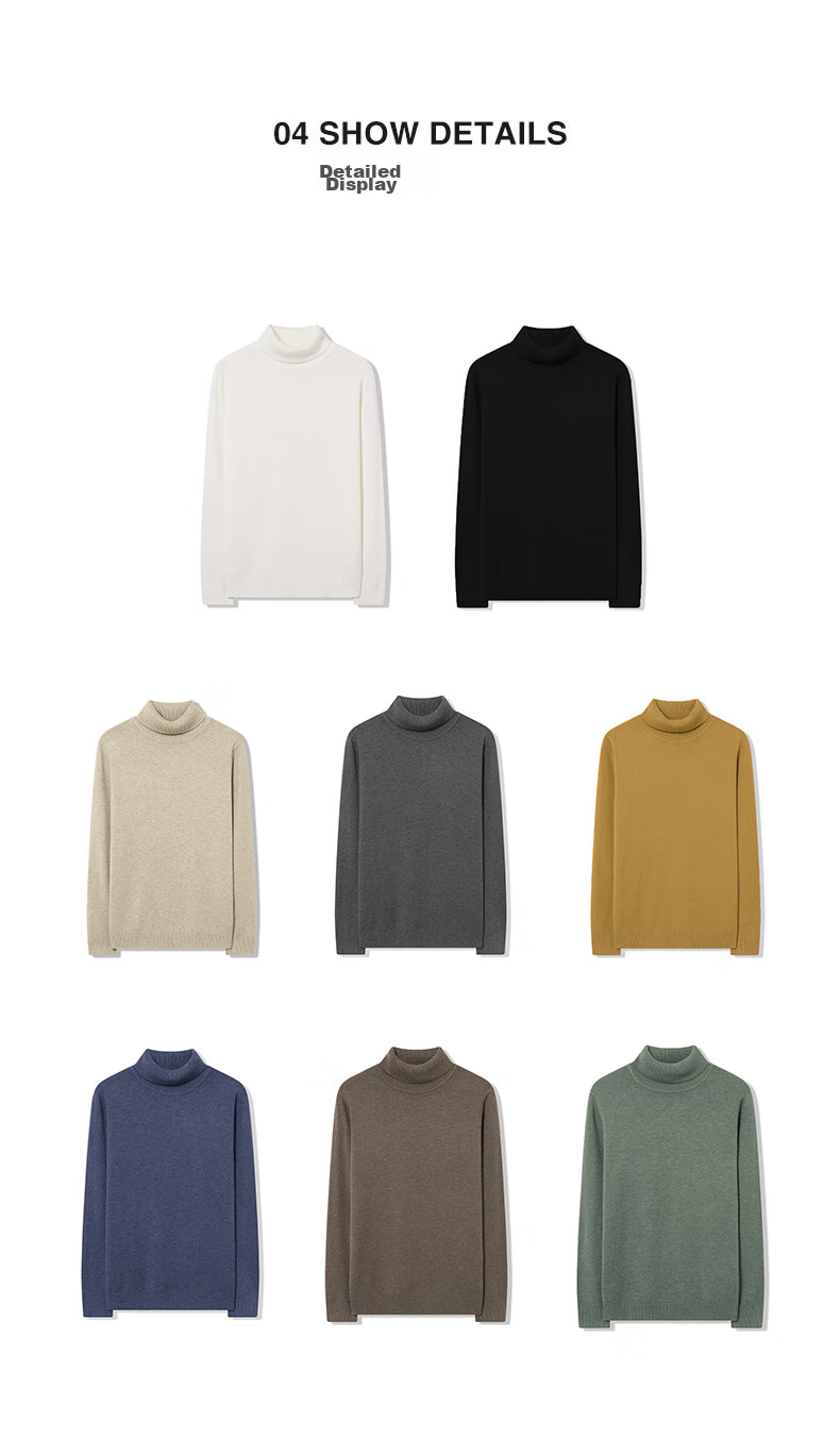 MARKLESS Men's Sweater, Autumn And Winter Warm Turtleneck Knit Pullover, Casual Inner Layer Base Shirt, 0710 Wheat Yellow, L 23