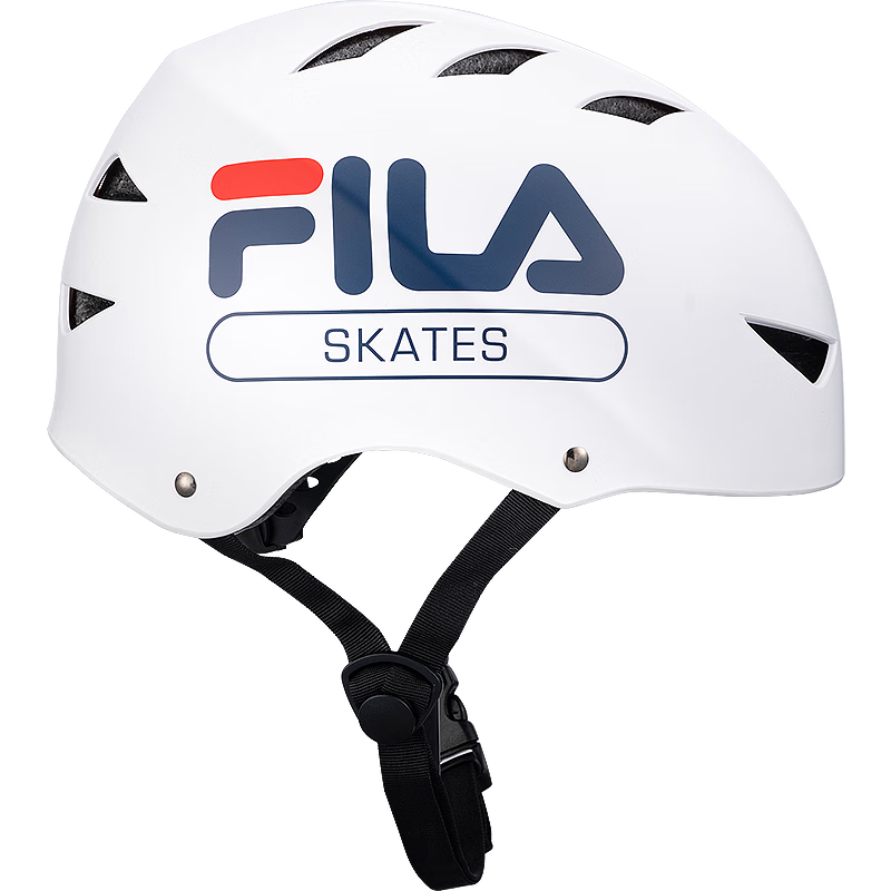 FILA Professional Skateboard And Bicycle Helmet, Adjustable Size, Suitable for Adults And Children, Safety Helmet, White, Size S