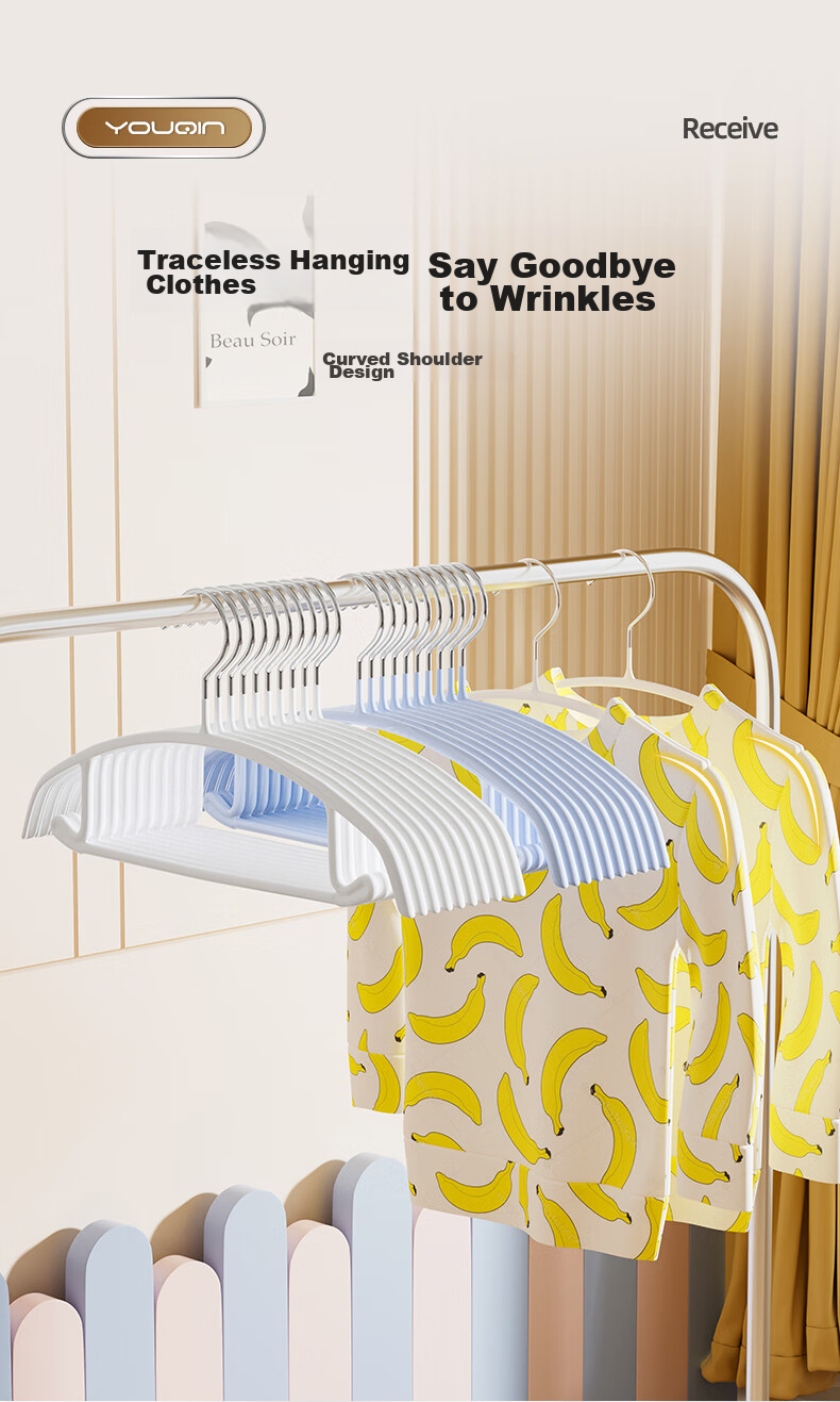YOUQIN Non-Slip Clothes Hanger for Home Use, Anti-Scratch Children's Drying Rack, Clothes Drying Hanger with Shoulder Protectio 3