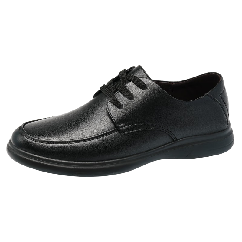 EGCHI Men's Leather Shoes, Business Casual Formal Shoes, British Style Lace-Up Casual Men's Shoes X83602 Black Size 42