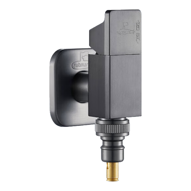 Submarine F418M Piano Key Angle Valve, Brass Washing Machine Faucet, Ceramic Valve Core, 1/2 Inch Connector with Water Stop Needle, Gunmetal Gray