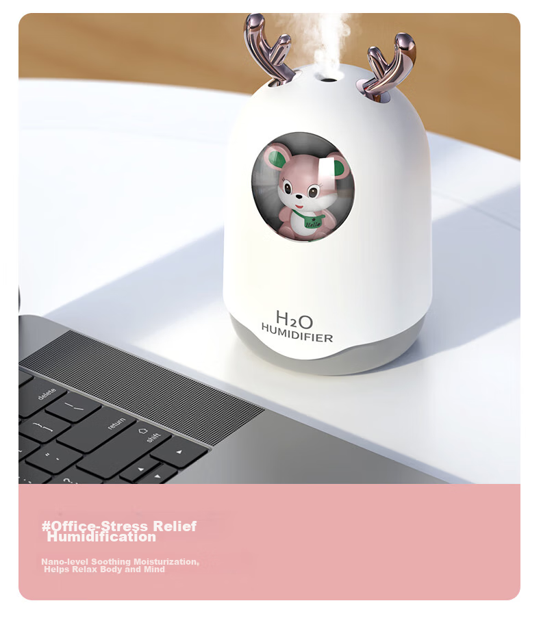 Kelleia USB Humidifier, Quiet Operation for Bedroom, Baby, Office Desk, Large Capacity, Smart Humidity Control, Dual Spray Heads, High Mist Output, Low Noise, Air Purification [Nanometer Atomization] 3