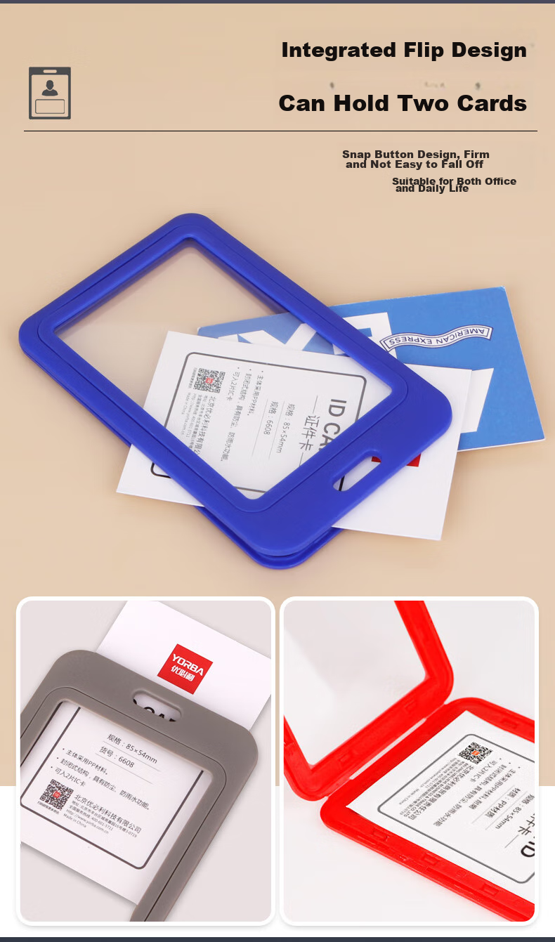 Youbili Business ID Card, Work Badge, Vertical Style with Lanyard, Employee Badge, Factory Badge, Employee Access Card, 6608 Gray, 5 Sets 6