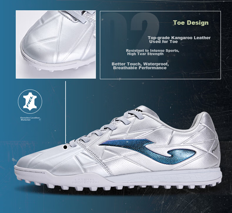 JOMA Kangaroo Leather Soccer Shoes with TF Turf Studs, Non-Slip, Wear-Resistant Professional Football Training Shoes, Mint Green, Size 39 4