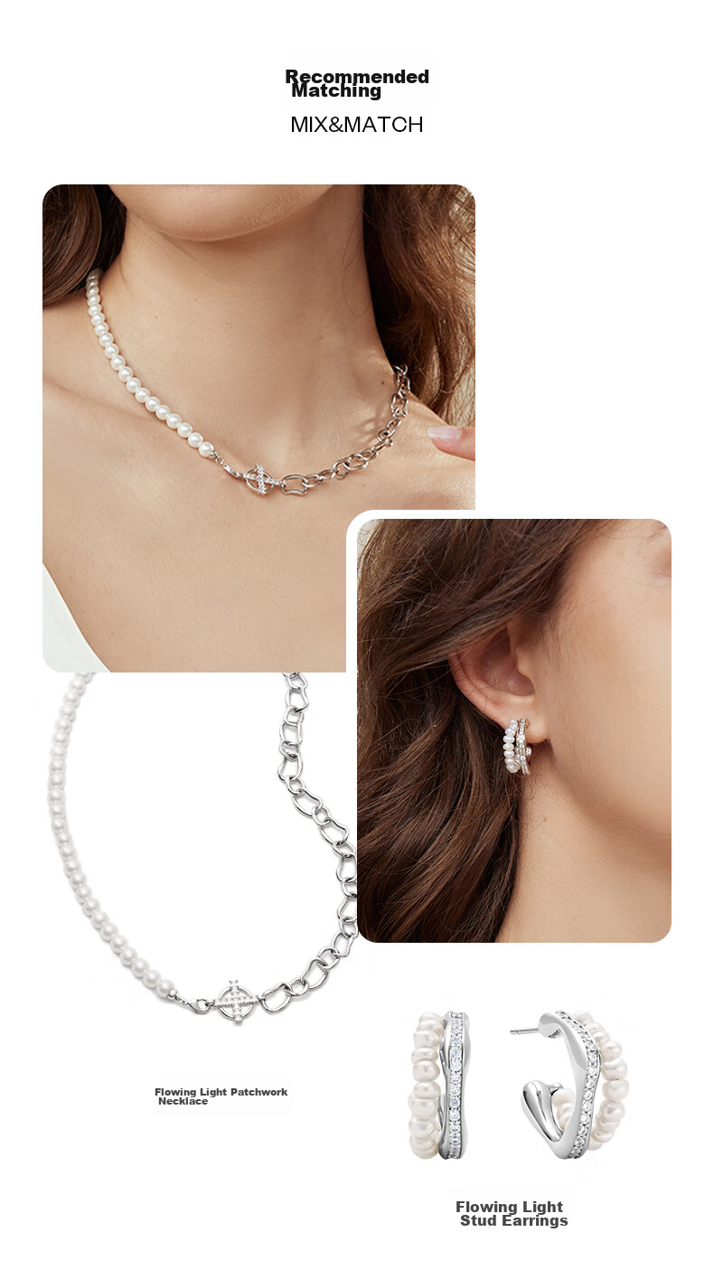 Arsis Flowing Light Spliced Necklace for Women, Original Design with Beaded Pearls, Fashionable Collarbone Chain, Gift for Girlfriend on Birthday 8