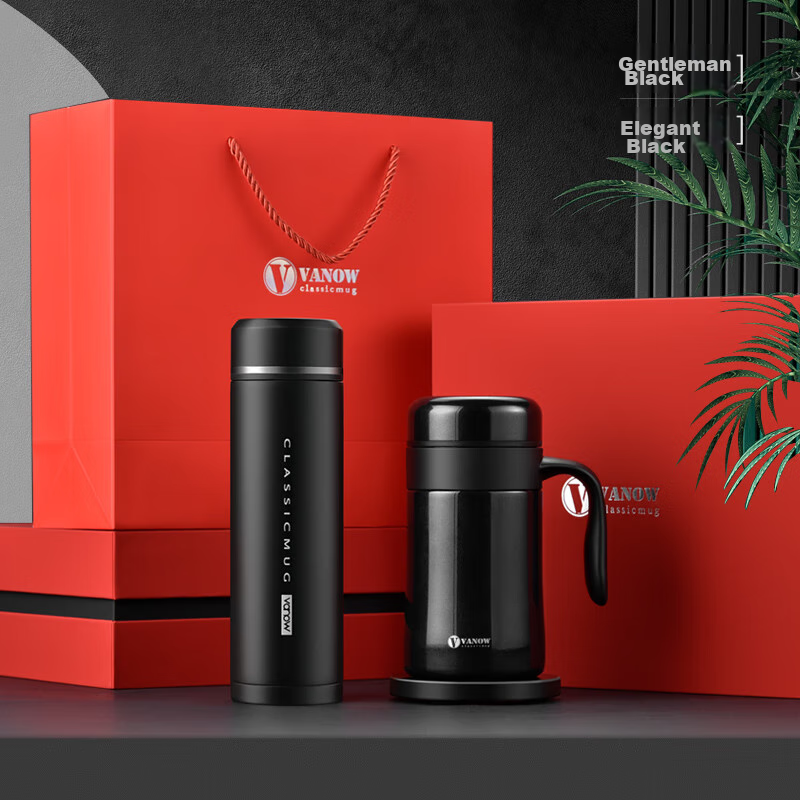 Vanow Smart Insulated Mug for Men, Gift Box Set, Corporate Customization, Engraved Water Cup, Office Tea Cup, Graduation Gift for Teachers