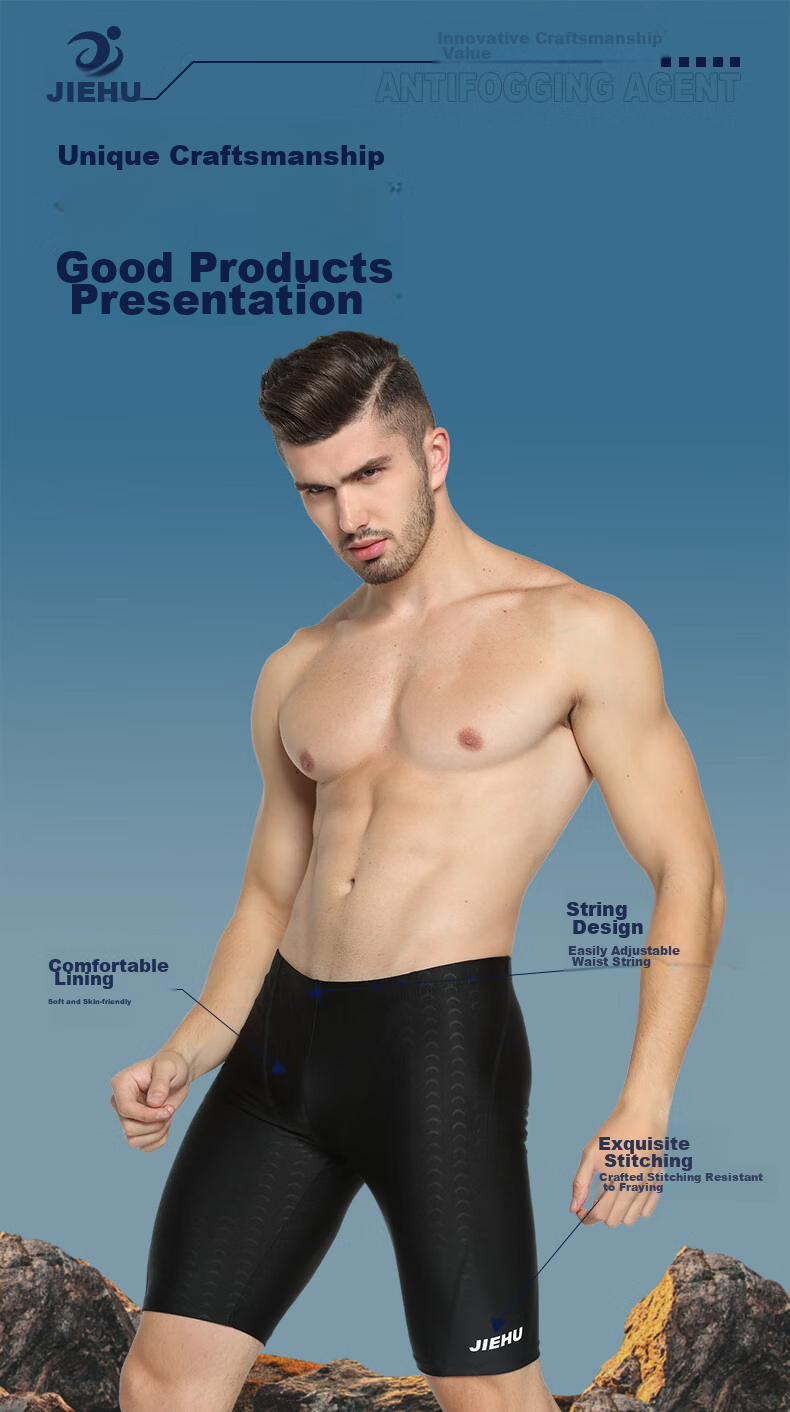 Jiehu Men's Swim Trunks Set with Goggles, Swim Cap, Swim Bag, Nose Clip And Ear Plugs, Five-Piece Anti-Embarrassment Swimming Gear Set for Me 5