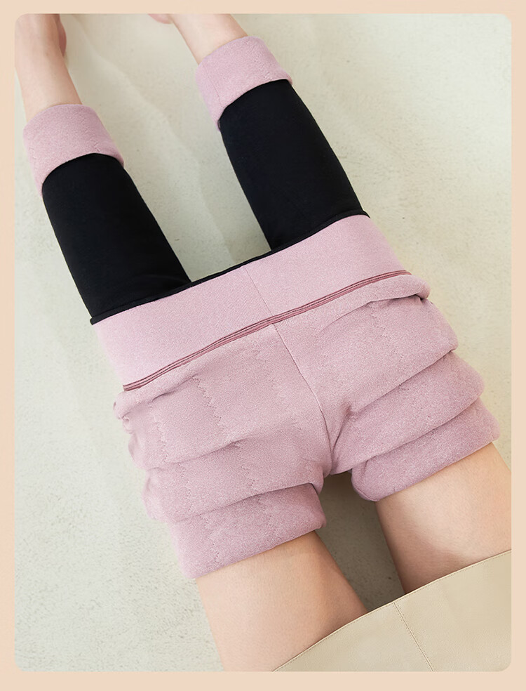LangSha 100% Wool Cotton Pants for Women, Winter Fleece-Lined Thick High-Waist Plus-Size Leggings, Northeastern Style Warm Base Layer Pants 19