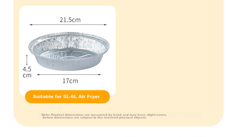 Temeiju Air Fryer Aluminum Foil Trays, Aluminum Foil Bowls, Air Fryer-Specific Paper, Food-Grade Outdoor Baking Pans, 16cm*30 Pieces 11