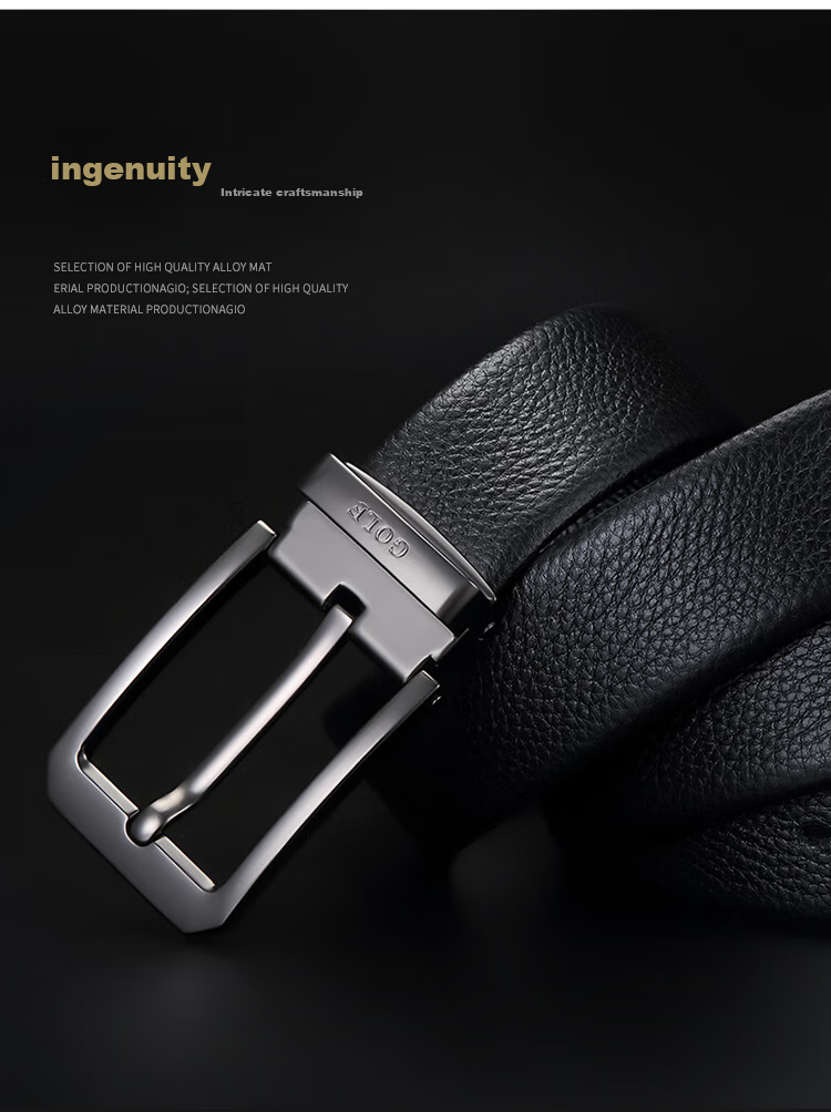 GOLF Pin Buckle Leather Belt for Men, Double-Sided Cowhide Wear-Resistant Waistband for Middle-Aged And Young Men, Gift Box Set, Present for Father 4