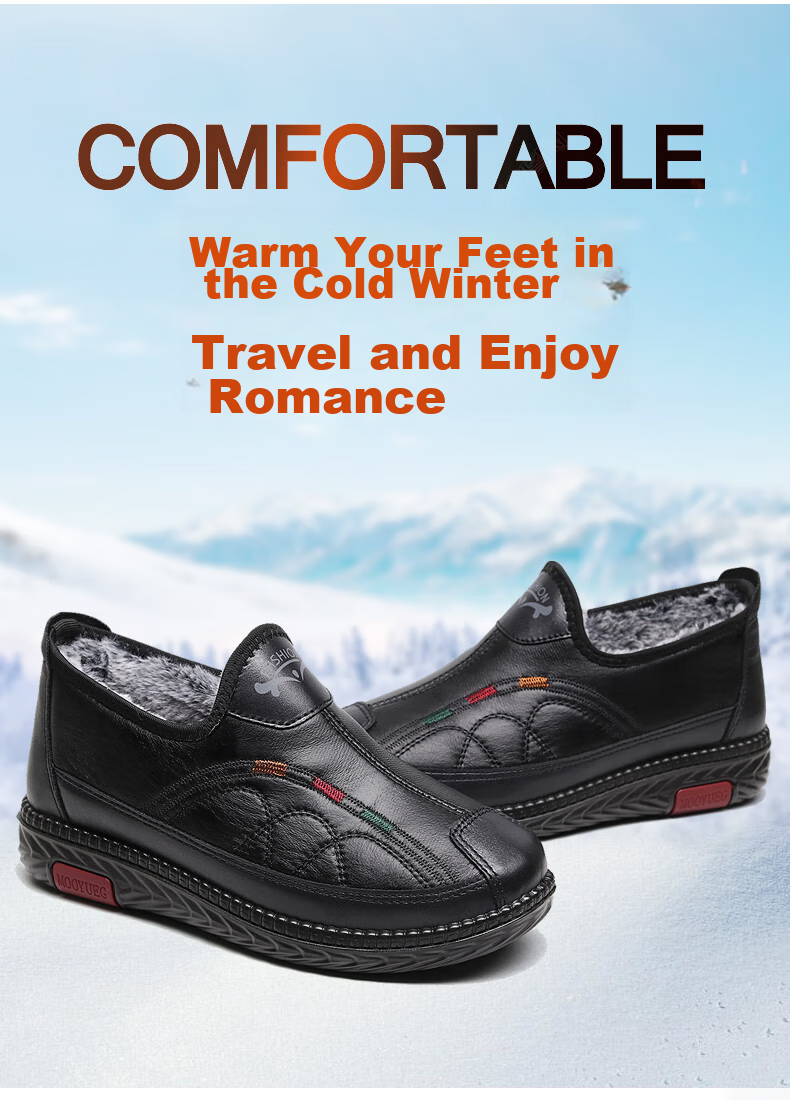 Ankang Old Beijing Cloth Shoes for Women, Winter Fleece-Lined Warm Middle-Aged And Elderly Mom Cotton Shoes Soft Sole 78977 Red 35 3