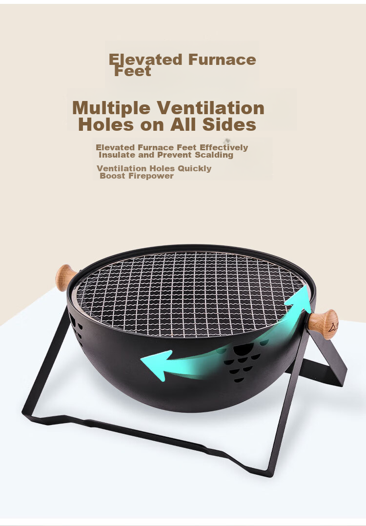 Suncojia Barbecue Grill, Tea Brewing Stove, Smokeless Grilling Pan, Wooden Charcoal Grill, Korean Smokeless Charcoal Grill 5