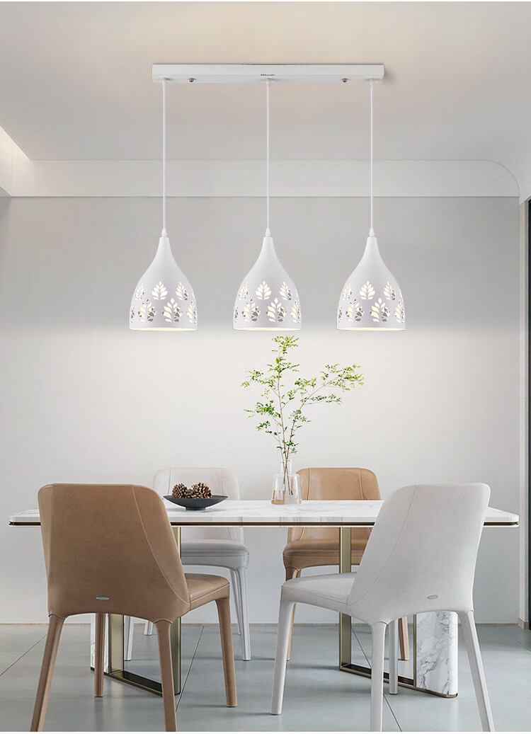 Foshanzhaoming Dining Room Pendant Light, Three-Head Ceiling-Mounted Dining Chandelier, Living Room Bedroom Bar Light, Round Disc 50623 6