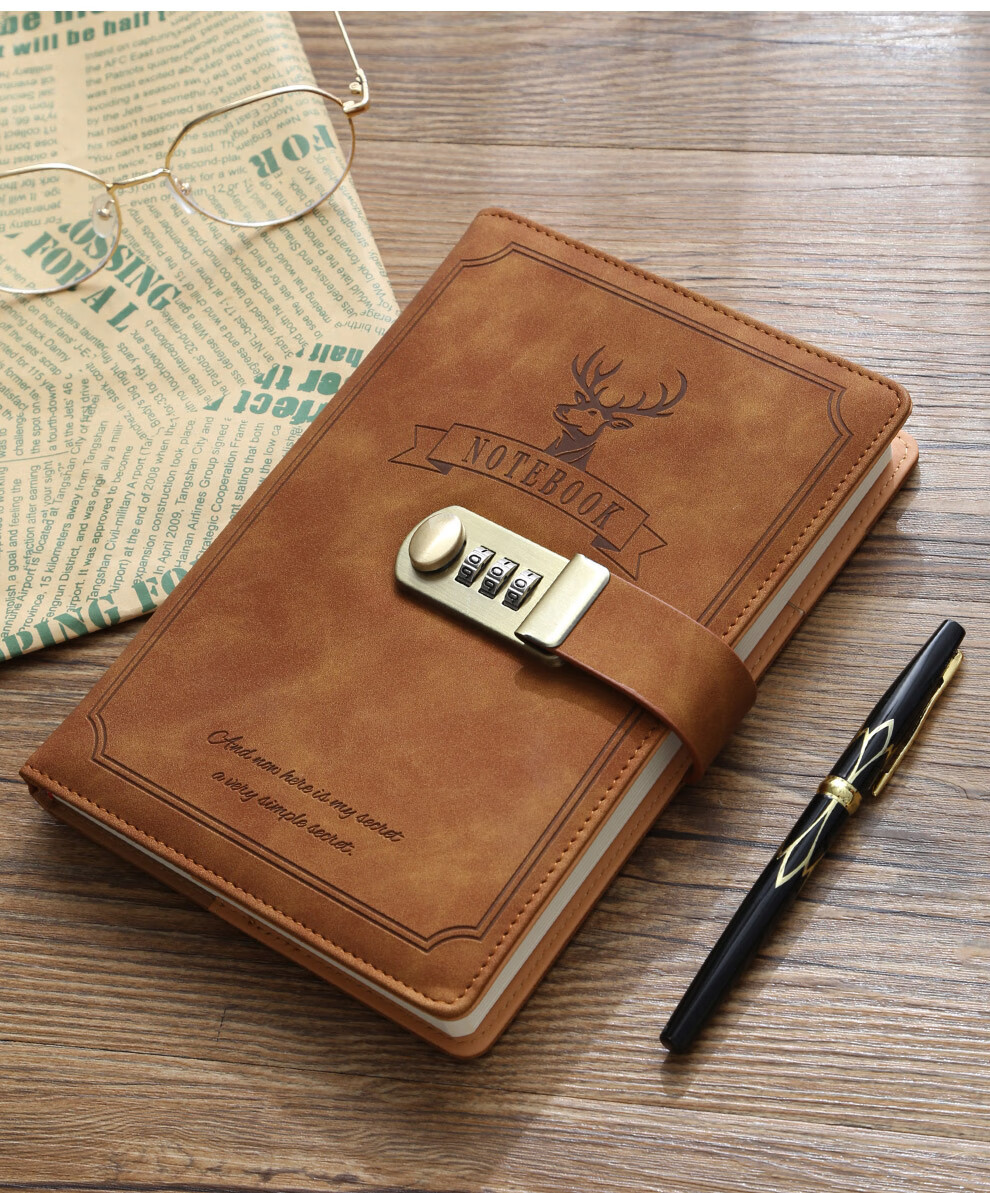 Faramon Vintage Lockable Creative Diary Notebook Simple A5 Thickened Journal Student Stationery Red 7