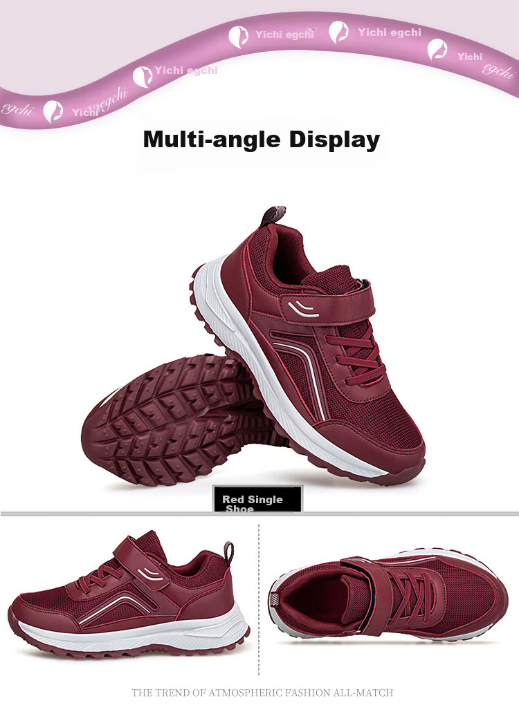 EGCHI Mom Shoes, Comfortable Casual Walking Shoes, Lightweight Soft Sole Slip-Ons, Middle-Aged And Elderly Women's Shoes, 5907A, Purple, Size 36 32