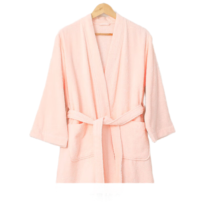 KING SHORE Bathrobe, Pure Cotton Sleepwear, Five-Star Hotel Four-Season Couple Bathrobe, Women's Orange Bathrobe, Size M