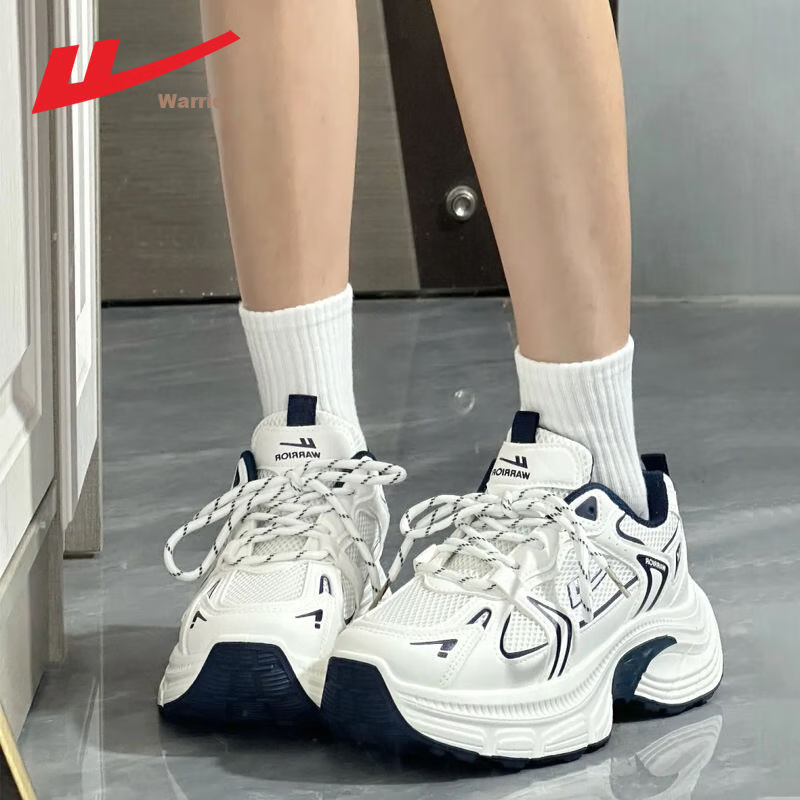 Warrior Official Dad Shoes for Women, Autumn Season Height-Increasing Thick-Soled Sneakers, Versatile Breathable Casual Shoes for Female Students