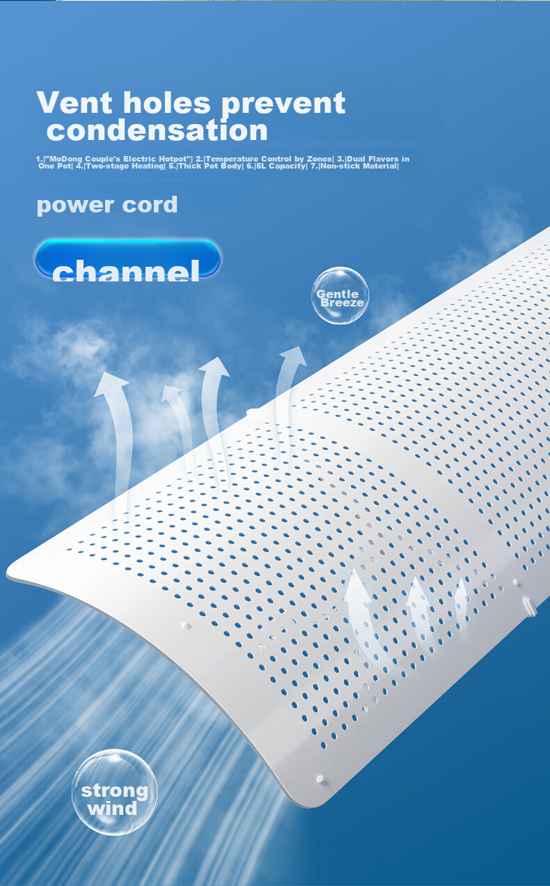 XIAOHUANGHOU Central Air Conditioning Wind Deflector, Anti-Direct Blowing No-Drilling Water Condensation Design, Gentle Wind Guide Cover, 90cm 8