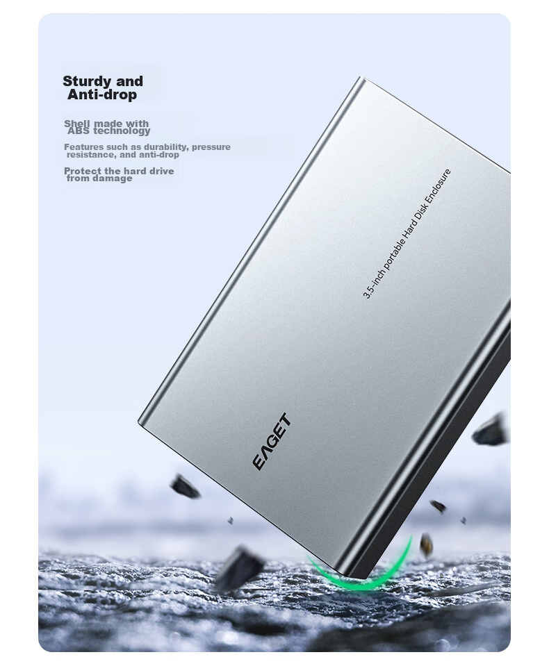 EAGET Type-C3.1 External Hard Drive Enclosure, 2.5/3.5 Inch, for Laptops And Desktops, SATA SSD/HDD Compatible, All-Aluminum Alloy, E351C 7