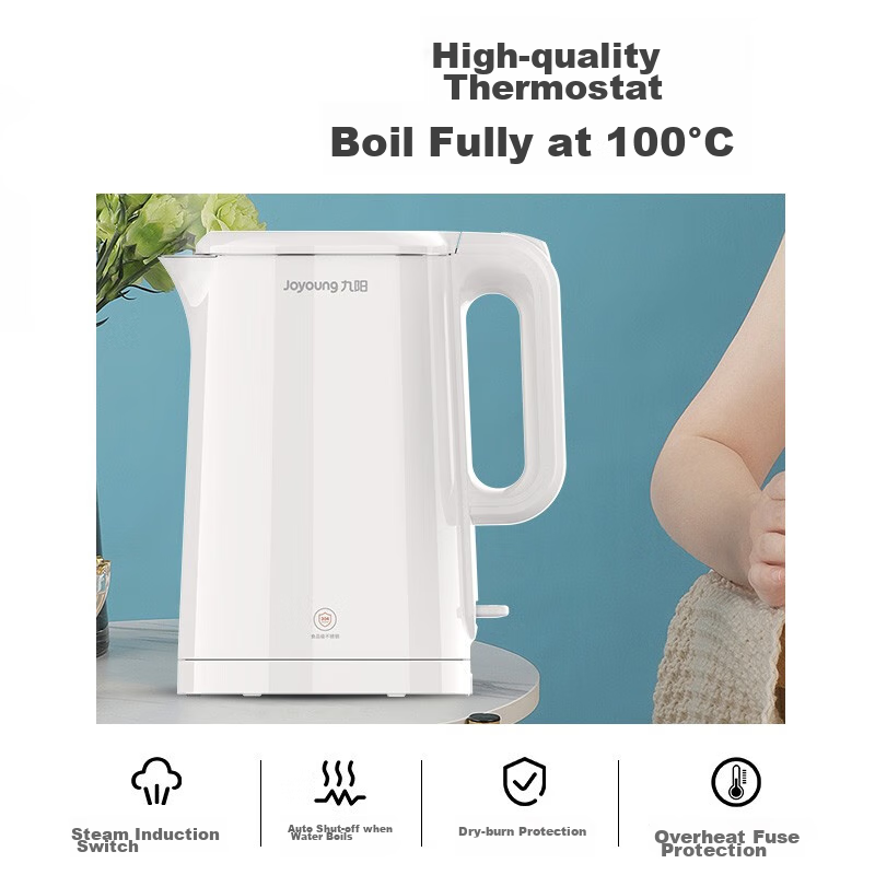 Joyoung Household Electric Kettle, 1.5L Capacity, Double-Layer Kettle Body, Hot Water Boiler
