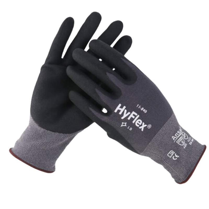 Ansell Protective Gloves with Nitrile Foam Coating, Non-Slip, Wear-Resistant, Tear-Resistant, for Machining, Grinding, Mechanical Maintenance, Safety Gloves 11-840 (1 Pair) 7/S