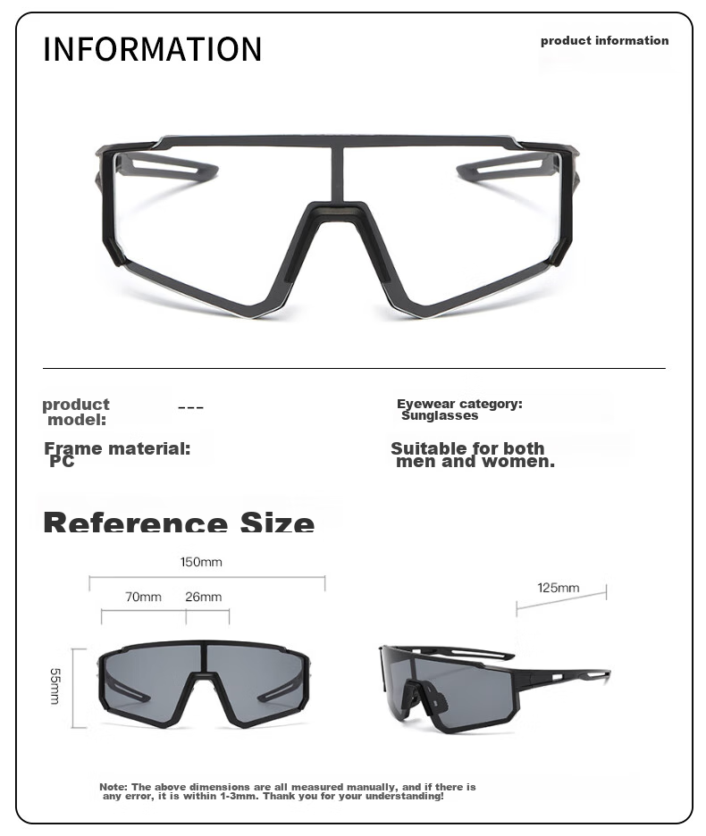 Baixiaoshe Cycling Glasses, Photochromic Sunglasses, Outdoor Smart Light-Sensing Goggles for Men And Women, Day And Night Use 18