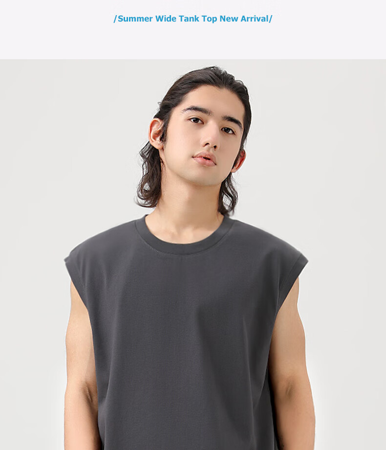 GENIOLAMODE Men's Vest, Pure Cotton Breathable Summer Loose Casual Versatile Sleeveless T-Shirt, Trendy, Black, 2XL 12