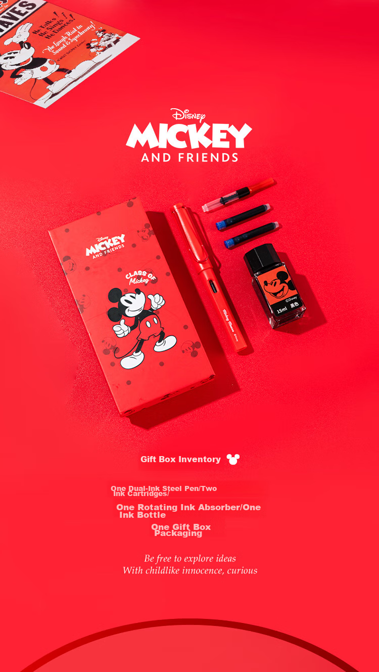 Disney Student Fountain Pen Posture Correction Pen Refillable Erasable Ink for Grades 3-6 Birthday Gift Stationery Reward for Boys and Girls 2
