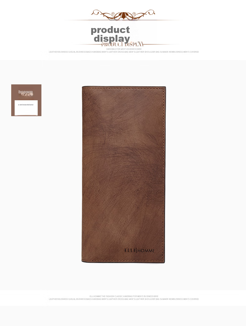 ELLE HOMME Men's Wallet, Long Style, Top-Grain Leather, Multi-Card Slots, Vintage Two-Fold Bill Holder, 0312 Brown, Birthday Gift for Me 12