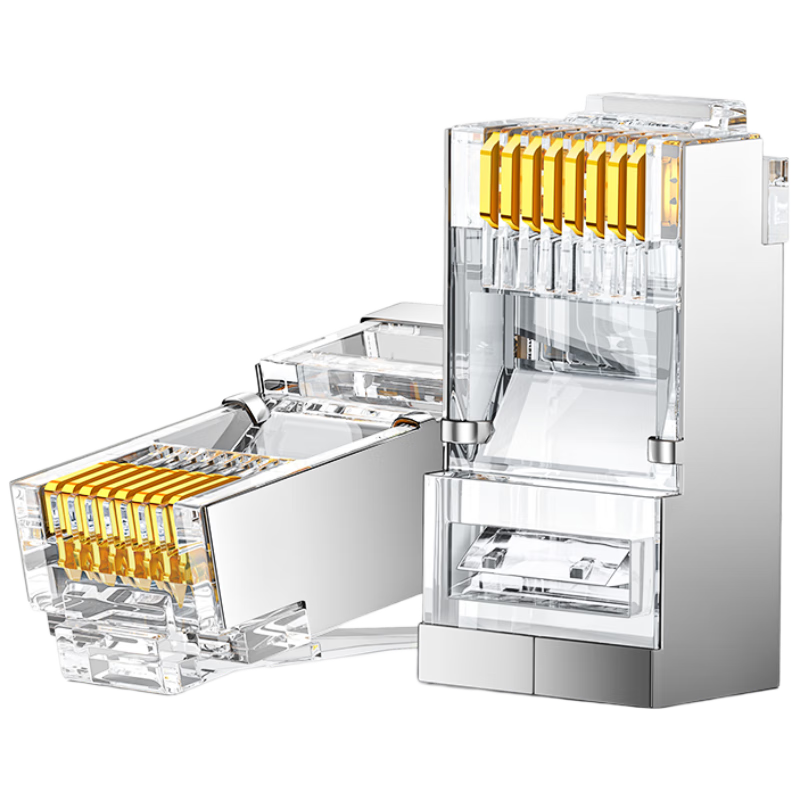 SAMZHE Cat6 Shielded RJ45 Connectors, Gigabit Ethernet Plugs, Engineering Grade Network Cable Connectors, Gold-Plated Crystal Heads for Cat6 Cables, 50 Pieces, SJ-P6650